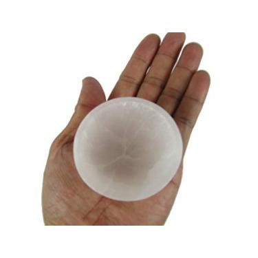 Imagem de CircuitOffice Tigela de selenita esculpida, 5 a 6 cm de diâmetro, limpa e carrega cristais ou pedras preciosas, para cura, metafísica, meditação, Wicca, decoração ou presente