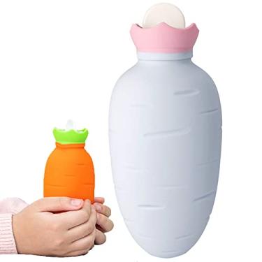 Imagem de Garrafa de água quente 330 ml de borracha mãos em saco de água quente almofada de aquecimento para compressa quente/fria aquecedor de pés de mão, dismenorreia do ombro do pescoço alívio da dor, azul, 17x8 cm