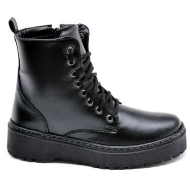 Imagem de Bota Coturno Casual Master Shoes Com Detalhe Em Ziper E Salto Reto Tra