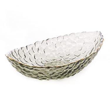 Imagem de BOWL DE CRISTAL MARTELADO WOLFF 19,5x11x5CM TAJ VERDE COM BORDA DOURADA