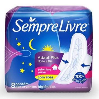 Imagem de Absorvente com Abas Sempre Livre  Adapt Plus Noite e Dia Cobertura Suave c/ 8 Sempre Livre