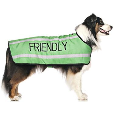 Imagem de Dexil Casaco para Cães M-L Verde Impermeável Forro de Lã Reflexivo Previne Acidentes