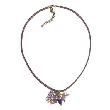 Imagem de Colar Liege pérolas, sodalita, porcelana, ametista e detalhes dourados