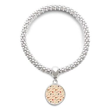 Imagem de DIYthinker Pulseira de prata com pingente de pauzinhos rosa Japão, bracelete ajustável