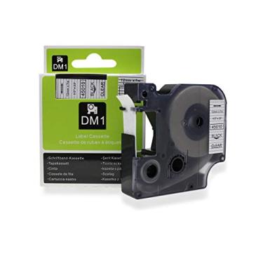 Imagem de Fita Compatível D1 45010 Transparente Incolor com letras pretas 12mm para Rotulador Dymo LM150 LM160P LM210D LM420P LM500TS Color Pop
