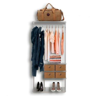 Imagem de Cabideiro Arara Closet Casal Prateleira Aço Aramado - 1,00m BR