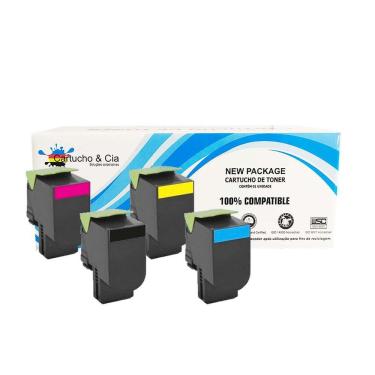 Imagem de Kit 4 Toners compatíveis com Toner Lexmark [70C8HK0] CX310dn/CX410 - 4k e 3k - Black, Ciano, Magenta e Yellow - Cartucho & Cia