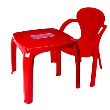 Imagem de Kit Mesa Infantil Com Estojo Cadeira Infantil Vermelha Usual