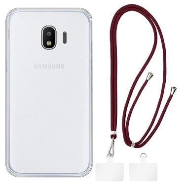 Imagem de Shantime Capa para Samsung Galaxy J2 Pro 2018 + cordões universais para celular, pescoço/alça macia de silicone TPU capa protetora para Samsung Galaxy Grand Prime Pro (5 polegadas)