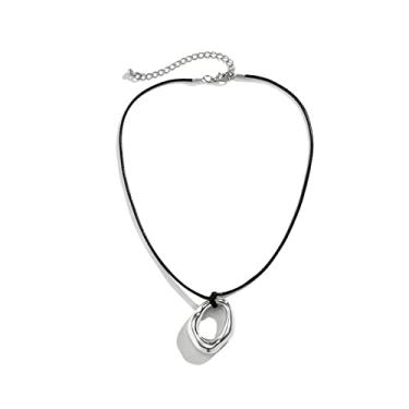 Imagem de Maybenice Gargantilha com pingente, colar de corrente de forma irregular, colar com pingente de liga e joia de festa para meninas e mulheres, one size, Acrílico, Sem Pedra Preciosa