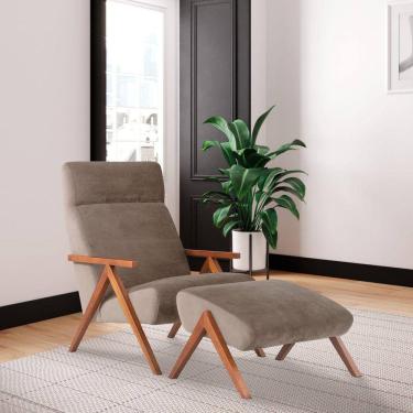 Imagem de Poltrona com Puff Relax Estilo Retrô D33 Yescasa Capuccino