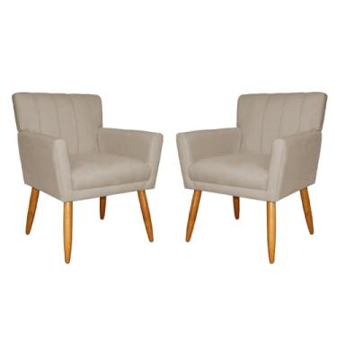 Imagem de Kit 2 Poltronas Decorativa Para Sala Recepção Cecília Suede Cappuccino - LM DECOR