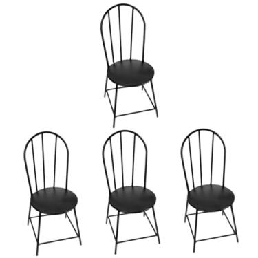 Imagem de Totority 4 Pcs Modelagem De Cadeira Cadeiras De Jantar De Metal Cadeira De Jantar De Metal Cadeira Para Vaidade Cadeiras De Jantar Pretas Cadeiras De Metal Preto Doméstico Decorar Ferro
