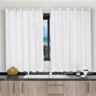 Imagem de Cortina 2,00x1,20 Janela Sala Quarto Cozinha Tecido Liso Cor:branco