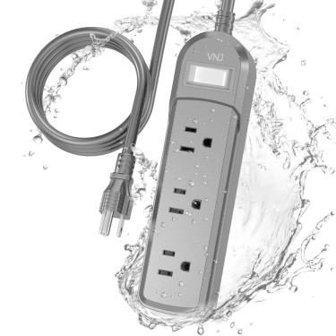 Imagem de Régua de alimentação externa VNJ à prova de intempéries de 6 pés com 3 tomadas 1875 W