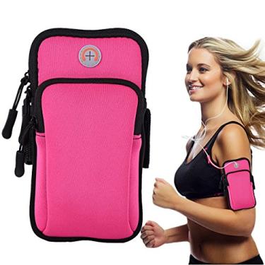 Imagem de Lakem Braçadeira para celular para corrida, braçadeira esportiva à prova de suor, bolsa de braço para academia, fitness, bolsa para celular para iPhone X 8 7 6 6S Plus, Galaxy S9 Plus S9 S8 S7 (rosa)