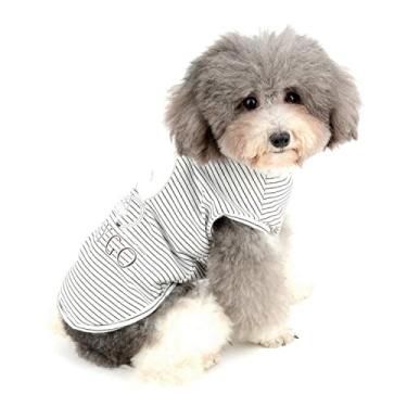 Imagem de Zunea Camisetas para cães pequenos menina menino colete listrado verão roupas para filhotes de cachorro gatos camiseta roupas de algodão macio chihuahua vestuário para cachorrinho preto XGG