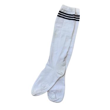 Imagem de Meia Hold Listras Cano Alto  - Branca