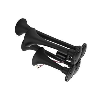 Imagem de Buzina de ar para carro 135DB super alta com quatro tubos de trompete, alto-falante preto para trem, navio, caminhão, motocicleta, 12 V