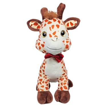 Imagem de Girafa De Pelúcia Safari Grande Olho Com Glitter Brinquedo Decoração 50Cms