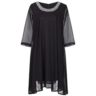 Imagem de Vestido feminino de verão manga curta plus size vestido midi Y2K vestido evasê vestido boutique vestido formal de comunhão, Preto, 3G