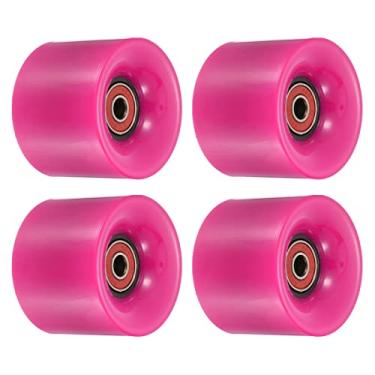 Imagem de PATIKIL Rodas Longboard de 60 mm com rolamentos ABEC-9, pacote com 4 rodas de rua para skates Cruiser Wheel Replacement 80A, rosa vermelha