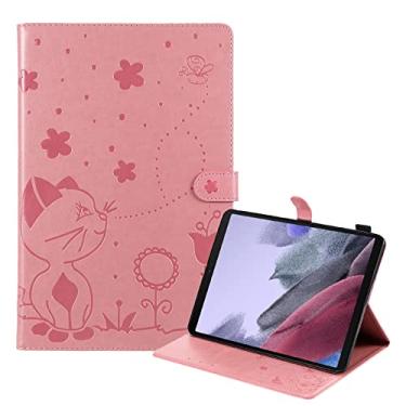 Imagem de YBFJCE Capa para Samsung Galaxy Tab A7 Lite 8,7 polegadas 2021, capa protetora de couro PU para Samsung Galaxy Tab A7 Lite 8,7 polegadas 2021 (SM-T220/T225), capa flip para tablet gato e abelha, rosa