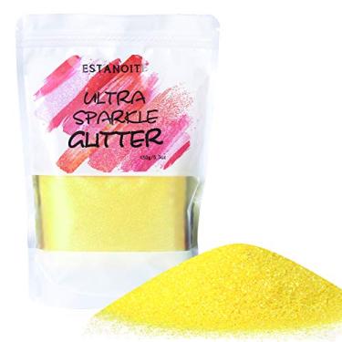 Imagem de Glitter iridescente extrafino de 150 g, pó holográfico ultrafino com glitter para resina, copos, maquiagem e corpo de cabelo de olho, artesanato, arte de pintura, decoração de arte de unhas DIY (amarelo iridescente)