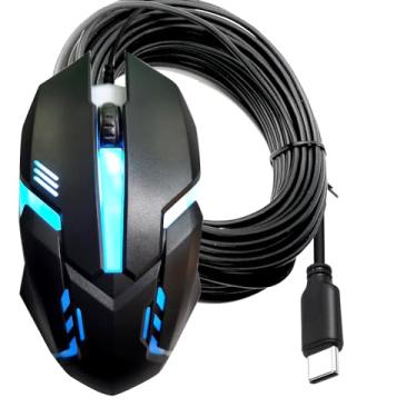 Imagem de YOTETION Mouse USB C longo - mouse com fio de 15 pés de alto desempenho para Windows PC, laptop, Mac, Chromebook - uso direito ou esquerdo