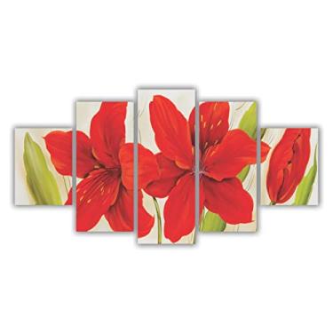 Imagem de Quadros Decorativos Mosaico MDF Flores Lírios Vermelhos 115x60cm