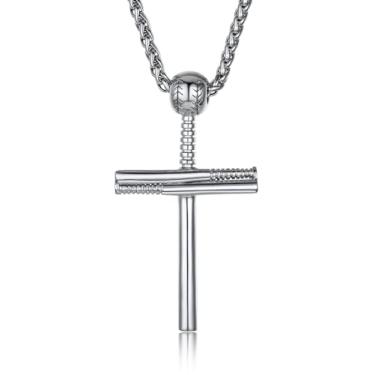 Imagem de GOLDCHIC JEWELRY Colares esportivos para homens, adolescentes, futebol, basquete, softball, com corrente de aço inoxidável, joia de atleta, presente para fãs de esportes, Sem gravação, Sem Pedra