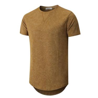 Imagem de JEEGAL Camiseta masculina hipster gola redonda hip hop algodão premium casual elegante justa manga curta para homens, Caqui, GG