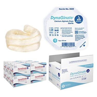 Imagem de Dynarex DynaGinate Calcium Alginate Wound Dressing - Sterile, Non-Stick Topical Wound Pads - Absorbent Gel Patches for Moderate to High Exuding Cuts - 2g x 30cm, 12 Boxes of 5
