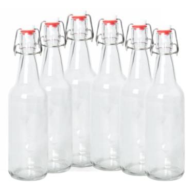Imagem de ICE N COLD | Growler de 473 a 590 ml com vedação hermética de silicone flip | Para bebidas, óleo, vinagre, kombucha, cerveja, água, refrigerante, kefir | Pacote com 6 (transparente)