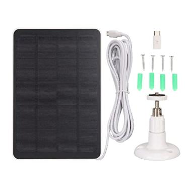Imagem de Painel solar de câmera 5V 4W, painel de carregamento solar de câmera, painel solar de silício monocristalino para câmera micro USB (branco)