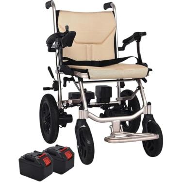 Imagem de Cadeiras de rodas elétricas dobráveis, cadeiras de rodas elétricas leves e inteligentes para adultos de 14 kg com motores potentes e bateria de lítio móvel de 2 unidades