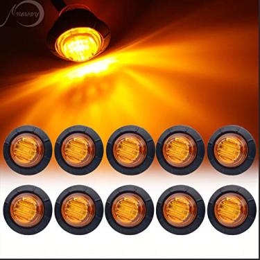 Imagem de NBWDY 10 peças 3/10.2 cm âmbar redondo LED marcador de luzes marcadoras, frente traseira LED Clearence Trailer marcador luzes para trailer caminhão RV carro ônibus van captador ATV barco caravana