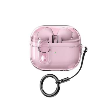 Imagem de Keminsung Capa compatível com Samsung Galaxy Buds 3 / Galaxy Buds 3 Pro, material TPU, fones de ouvido à prova de choque, capa protetora portátil com mosquetão (rosa)