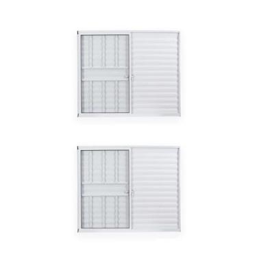 Imagem de MadeiraMadeira Kit de Janelas de Alumínio Veneziana 100x150cm 3 Folhas 1 Fixa com Grade e Vidro Liso Soft Plus Branco
