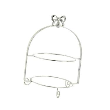 Imagem de Bothyi Suporte para cupcakes, Expositor decorativo para sobremesas, Bandeja para servir festas, Suporte para pratos de frutas para lanches, Suporte para, Prateado, Camada Dupla