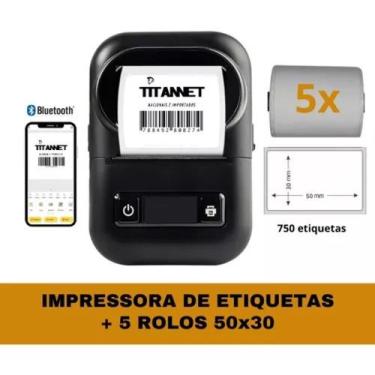 Imagem de Mini Impressora Bluetooth + 5 Rolos Etiqueta Adesiva 58x30 - TITANNET