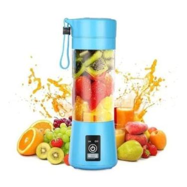 Imagem de Mini Liquidificador Portátil Recarregável Mixer Usb Academia Cor Azul 