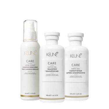 Imagem de Kit Keune Care Satin Oil Shampoo Condicionador e Lumi Coat Finalizador