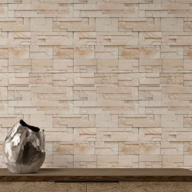 Imagem de Papel de Parede 10 Metros 3D Pedras Canjiquinhas Bege Autoadesivo - Pa