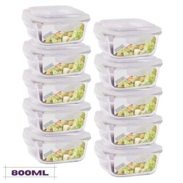 Imagem de Conjunto 10 Potes Quadrado Mantimentos Vidro 800 ml - Quality house
