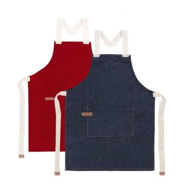Imagem de Avental Jeans Vermelho Algodao Cozinha Doceria Unissex 2un - CASACHA
