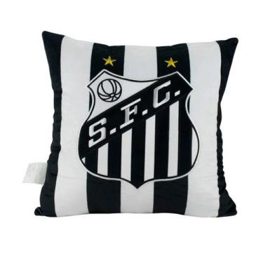 Imagem de Almofada Quadrada Escudo Time 36x36cm - Santos - Mileno