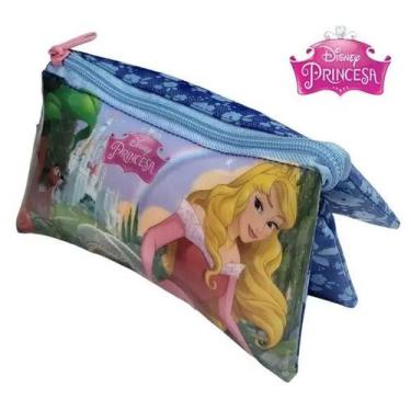 Imagem de Estojo Escolar Triplo Infantil DMW 37305 Princesa Aurora, Azul