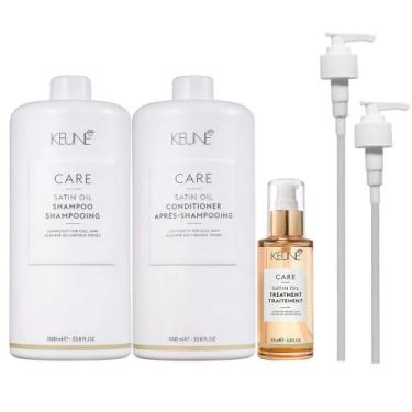 Imagem de Kit Keune Satin Oil Shampoo 1000ml + Condicionador 1000ml + Óleo 95ml 
