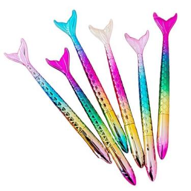 Imagem de kit 6 canetas ponta fina 0.5mm em gel esferografica preta luxo para es